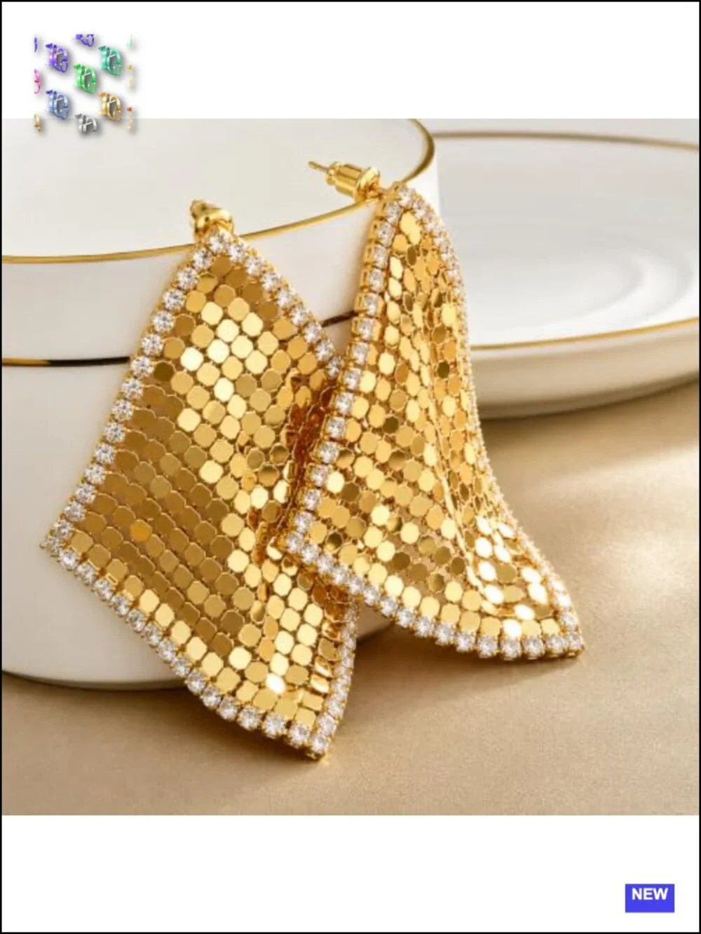 Geometric Rhinestone Statement Stud Earrings Glam Jewelry Party Wedding